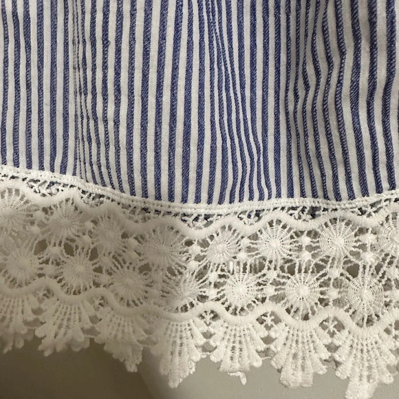 NWT Bishop & Young Small Blue and White Striped Off the Shoulder Top - Picture 5 of 5